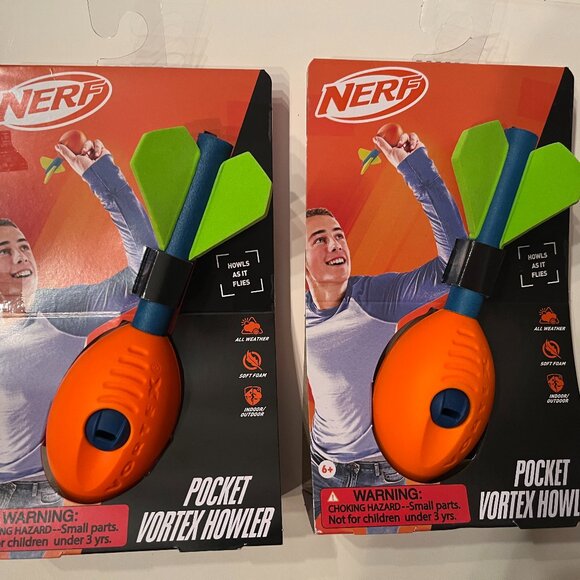 Nerf Vortex Mini Aero Howler Foam Football  (SET OF TWO) Kids Outdoor Toy (k/x) - Picture 1 of 9